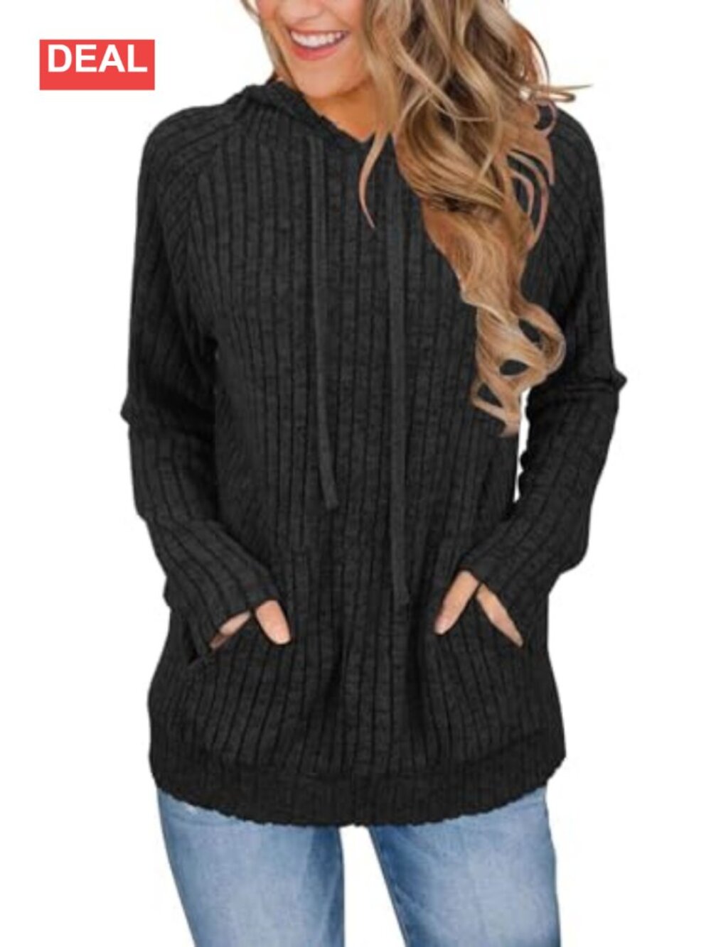 JomeDesign Hooded Pullover Sweater Long Sleeve Casual Tunic Top with Pockets